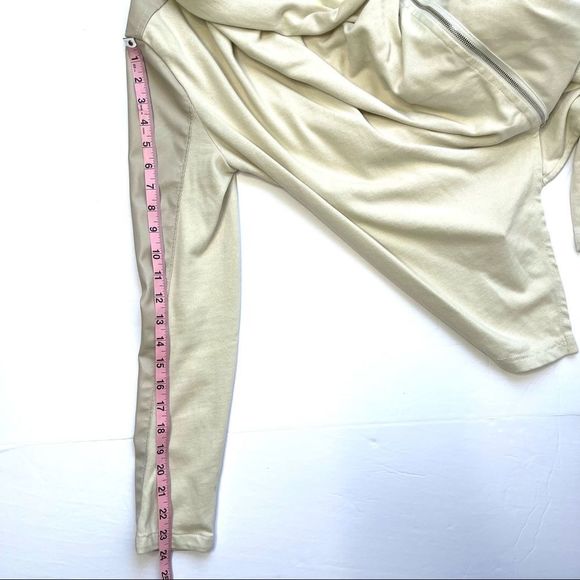 Blank NYC Drape Front Vegan Leather Moto Jacket Taupe Size Small - Picture 8 of 10